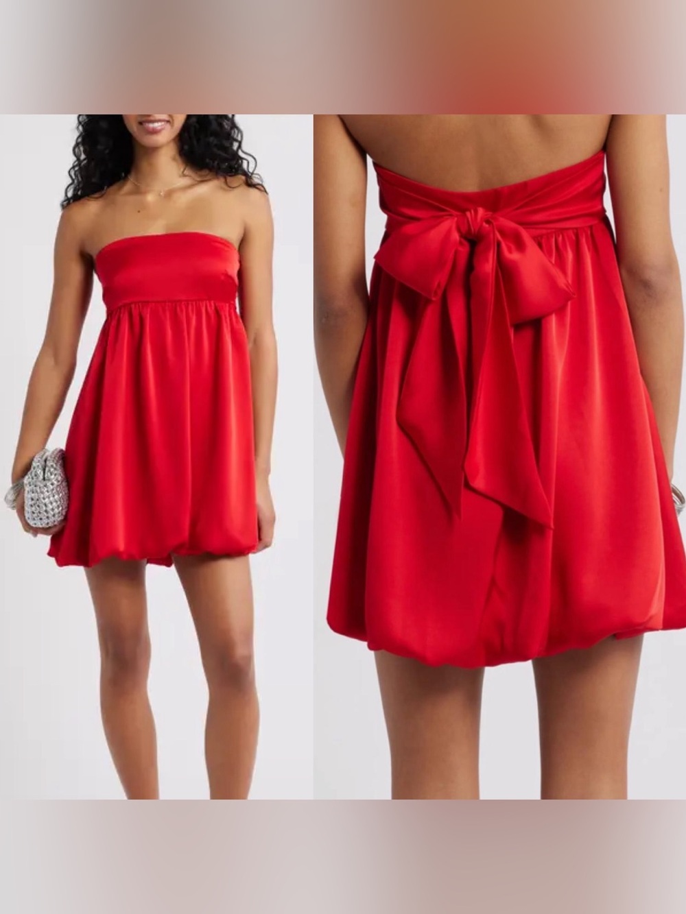 BP. Satin Bow Back Bubble Minidress